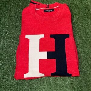 Tommy Hilfiger Red Crewneck Sweater with Logo